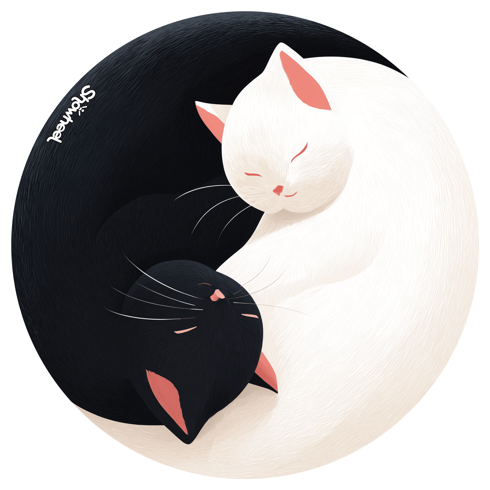 Enjoliveur décoratif pour fauteuil roulant - Yin yang chats – Image 2
