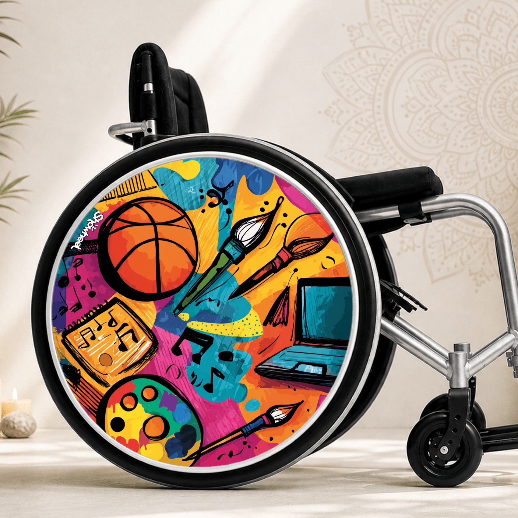 Enjoliveur décoratif pour fauteuil roulant - Art et sport