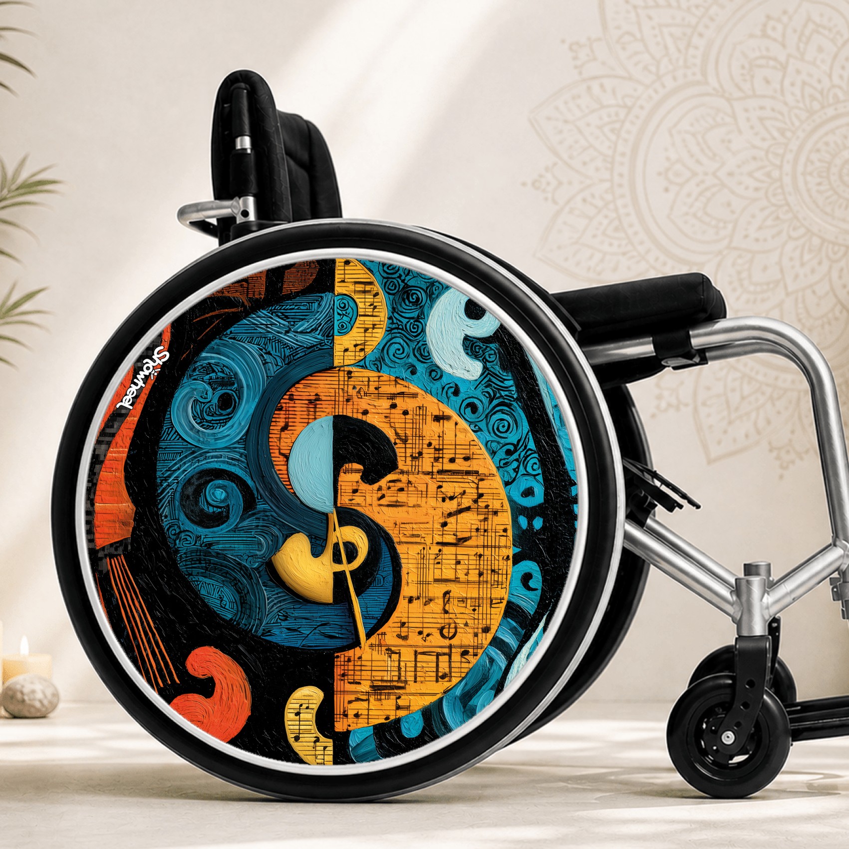 Enjoliveur décoratif pour fauteuil roulant - Music Yin Yang
