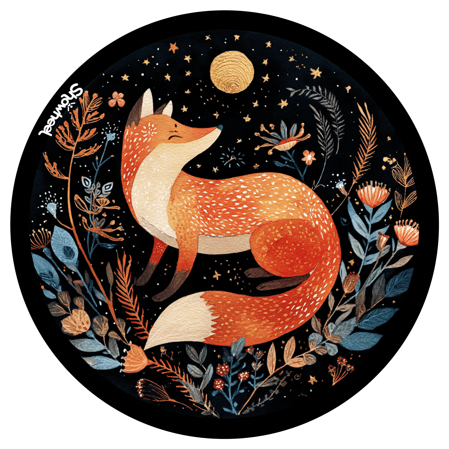 Enjoliveur décoratif pour fauteuil roulant - Le renard et la lune d'or – Image 2