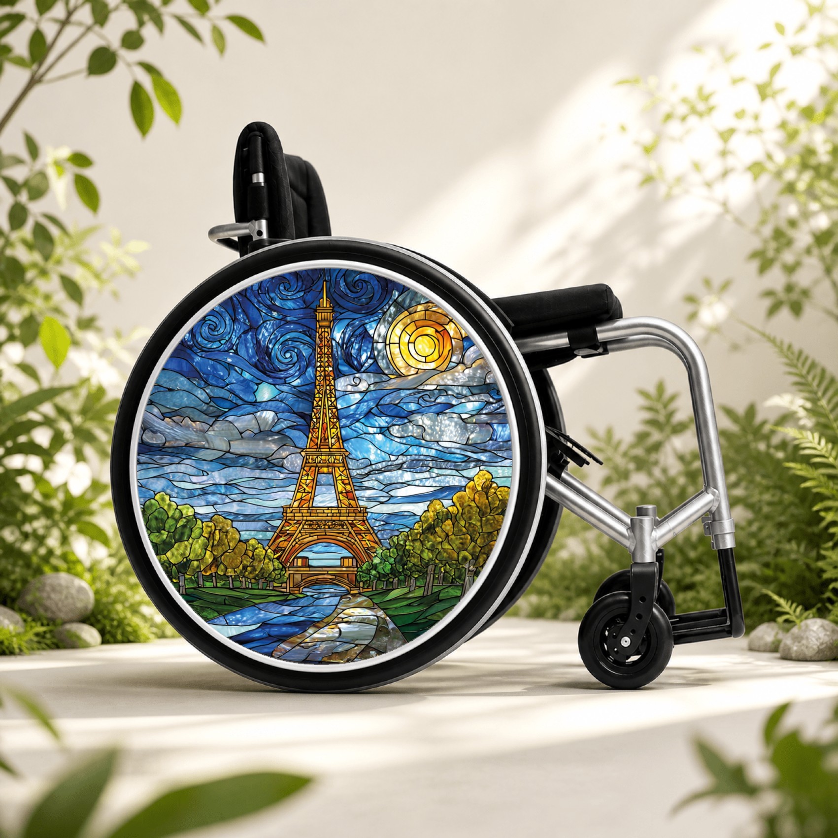 Enjoliveur décoratif pour fauteuil roulant - Paris vitrail – Image 2